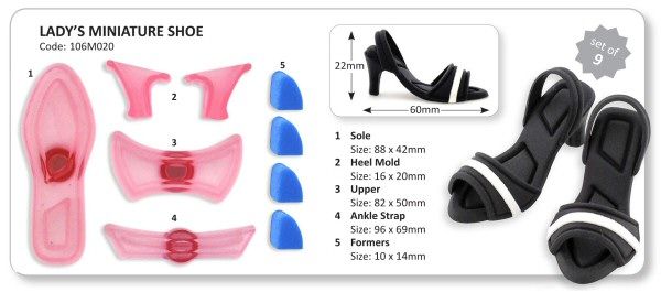 Ladies Miniature High Heel Shoe Cutters & Mold by JEM Cutter